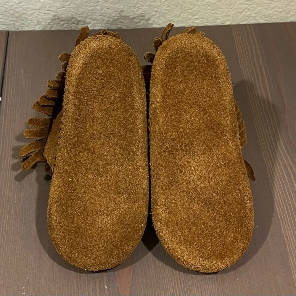 Kids Minnetonka Moccasins Brown Suede Fringe Toddler Size 6 Native American